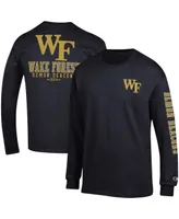 Men's Champion Black Wake Forest Demon Deacons Team Stack Long Sleeve T-shirt