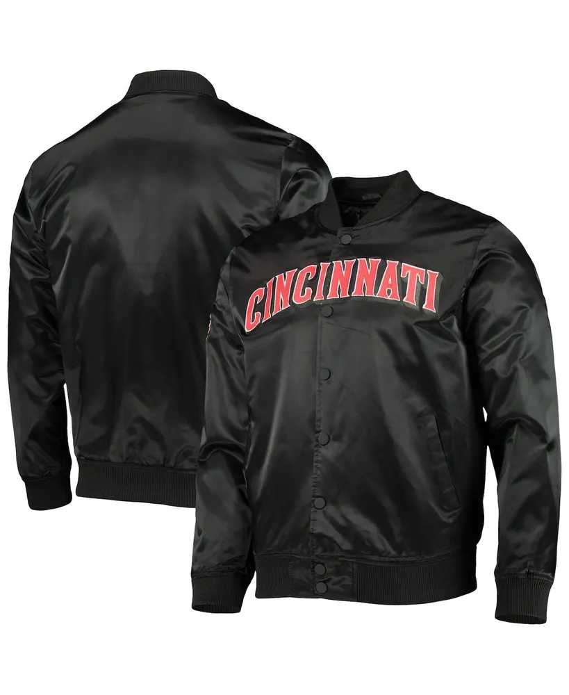 Men's Pro Standard Black Cincinnati Reds Wordmark Satin Full-Snap Jacket