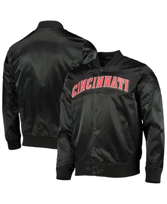 Men's Pro Standard Black Cincinnati Reds Wordmark Satin Full-Snap Jacket