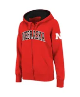 Women's Stadium Athletic Scarlet Nebraska Huskers Arched Name Full-Zip Hoodie