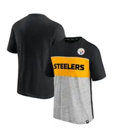 Men's Fanatics Black, Heathered Gray Pittsburgh Steelers Colorblock T-shirt