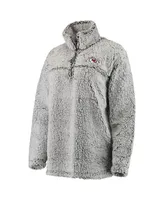 Women's Gray Kansas City Chiefs Sherpa Quarter-Zip Pullover Jacket