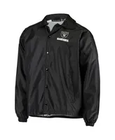 Men's Black Las Vegas Raiders Coaches Classic Raglan Full-Snap Windbreaker Jacket