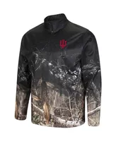 Men's Colosseum Black, Realtree Camo Indiana Hoosiers Creek Quarter-Zip Jacket