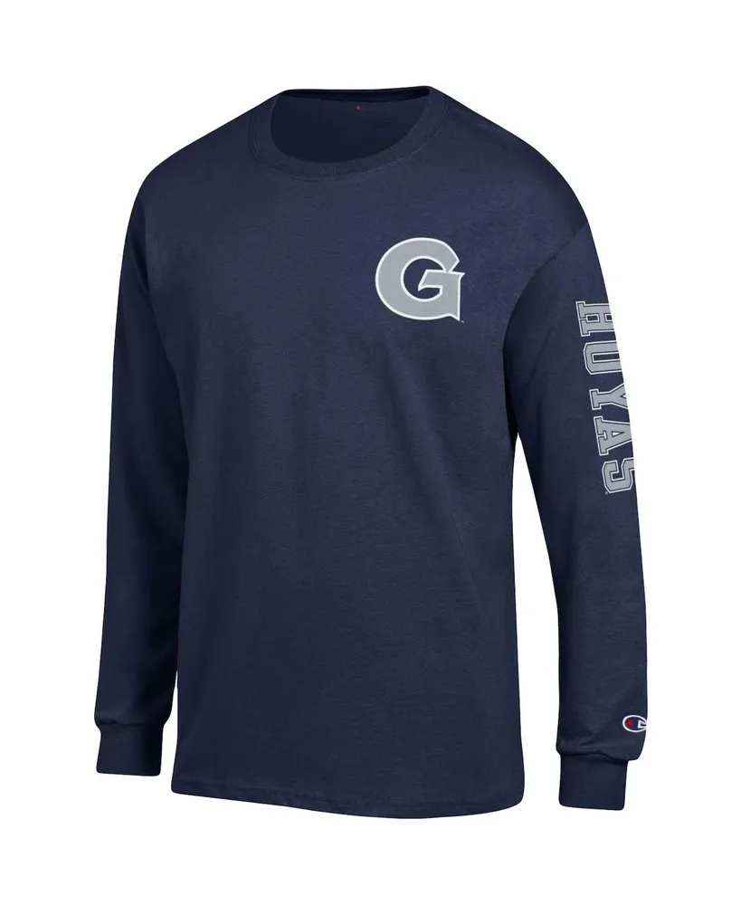 Men's Champion Navy Georgetown Hoyas Team Stack Long Sleeve T-shirt