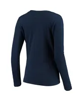 Women's G-iii 4Her by Carl Banks College Navy Seattle Seahawks Post Season Long Sleeve V-Neck T-shirt