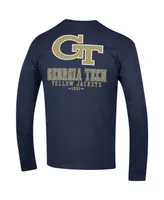 Men's Champion Navy Georgia Tech Yellow Jackets Team Stack Long Sleeve T-shirt