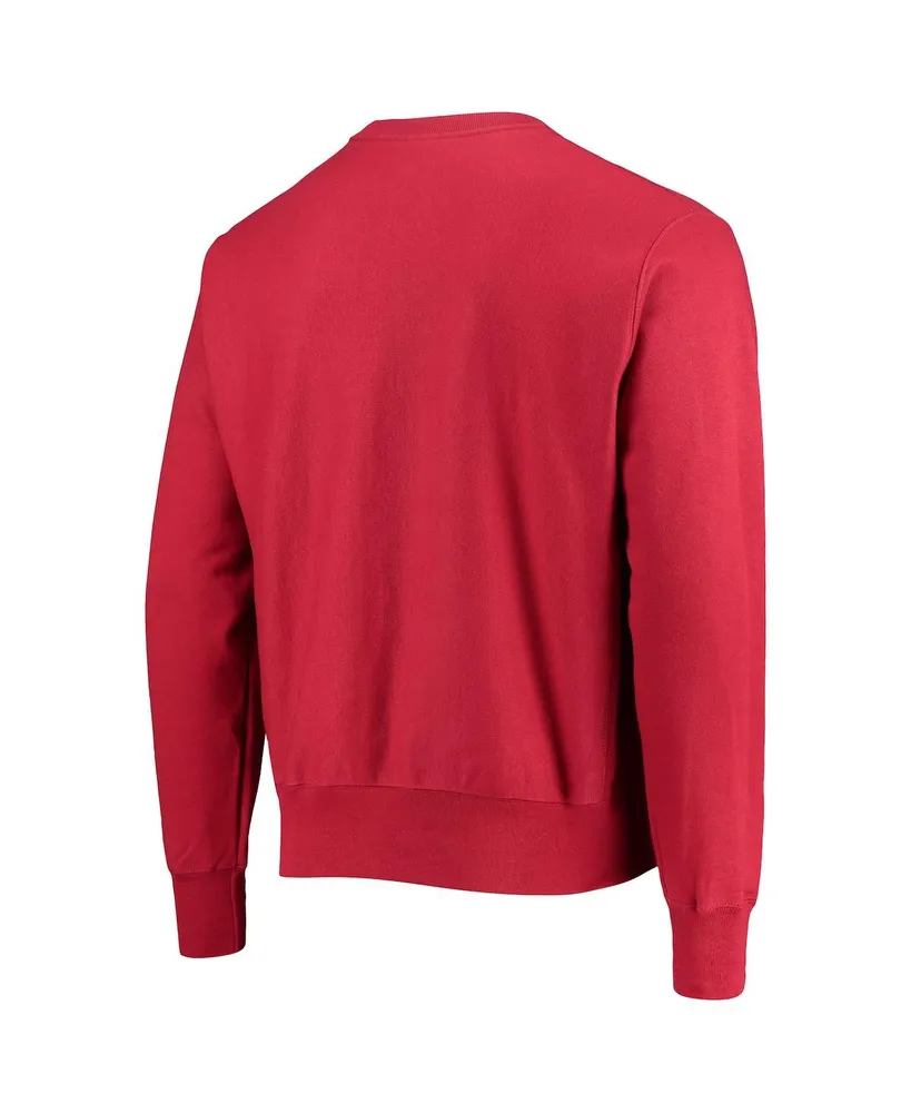 Men's Champion Crimson Indiana Hoosiers Vault Logo Reverse Weave Pullover Sweatshirt