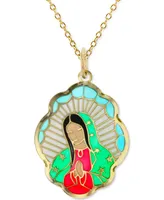 Enamel Mary 18" Pendant Necklace in 14k Gold