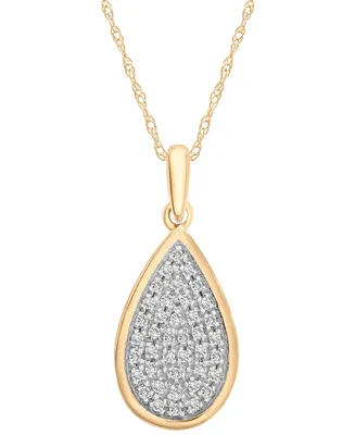 Diamond Pave Teardrop 18" Pendant Necklace (1/6 ct. t.w.) in 10k Gold