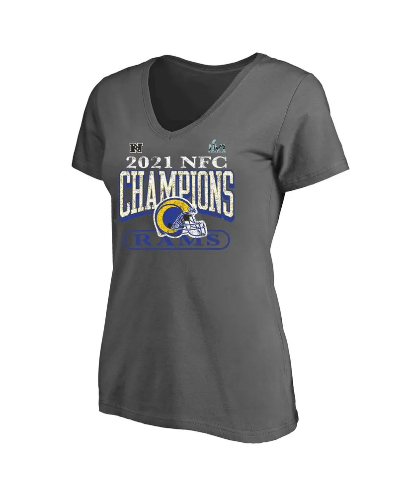 Women's Heather Gray Los Angeles Rams Plus Size Lace-Up V-Neck T-Shirt