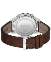 Hugo Boss Men's Allure Chronograph Brown Leather Strap Watch 44mm