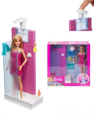 Barbie Spa Bathroom and Working Shower Play Set, 5 Pieces