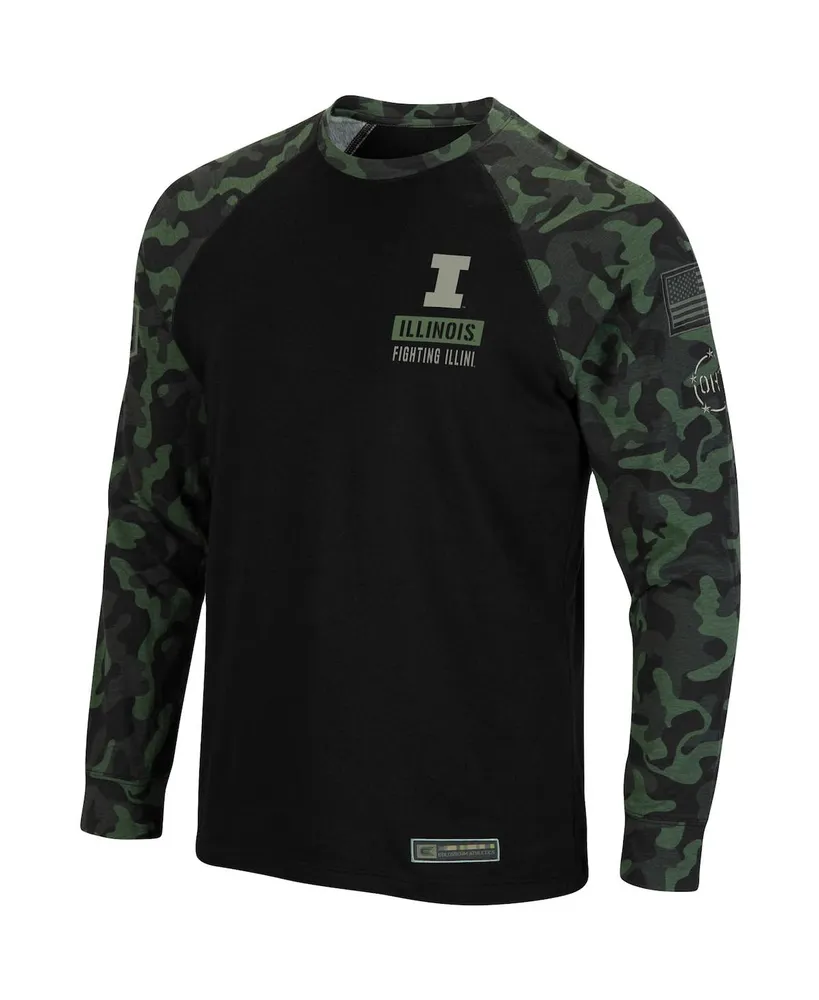 Men's Black Illinois Fighting Illini Oht Military-Inspired Appreciation Camo Raglan Long Sleeve T-shirt