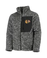 Big Girls Black Chicago Blackhawks Fan Gear Sherpa Full-Zip Jacket