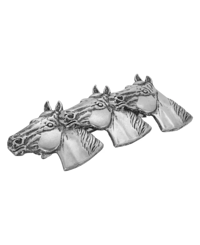 2028 Women's Pewter Horse Heads Hair Barrette