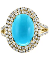 Effy Turquoise & Diamond (1 ct. t.w.) Oval Halo Ring in 14k Gold