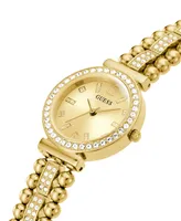 Guess Women's Crystal Beaded Gold-Tone Stainless Steel Bracelet Watch 30mm