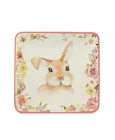 Certified International Easter Garden 6" Assorted Square Canape Plates, Set of 4