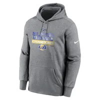 Men's Nike Heather Charcoal Los Angeles Rams 2021 Super Bowl Champions Locker Room Trophy Collection Pullover Hoodie