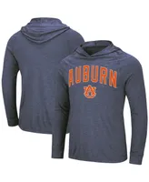 Men's Colosseum Heathered Navy Auburn Tigers Big and Tall Wingman Raglan Hoodie T-shirt