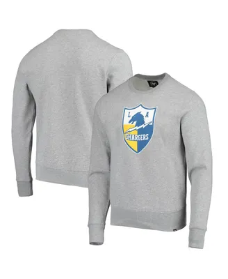 Men's '47 Heather Gray Los Angeles Chargers Imprint Headline Throwback Fleece Pullover Sweatshirt