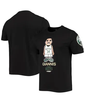 Men's Pro Standard Giannis Antetokounmpo Black Milwaukee Bucks Caricature T-shirt