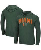 Men's Colosseum Heathered Green Miami Hurricanes Big and Tall Wingman Raglan Hoodie T-shirt