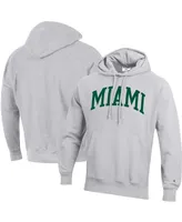 Men's Champion Heather Gray Miami Hurricanes Team Arch Reverse Weave Pullover Hoodie