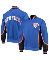 Men's New York Knicks Blue Mitchell & Ness Hardwood Classics 75th Anniversary Authentic Warmup Full-Snap Jacket