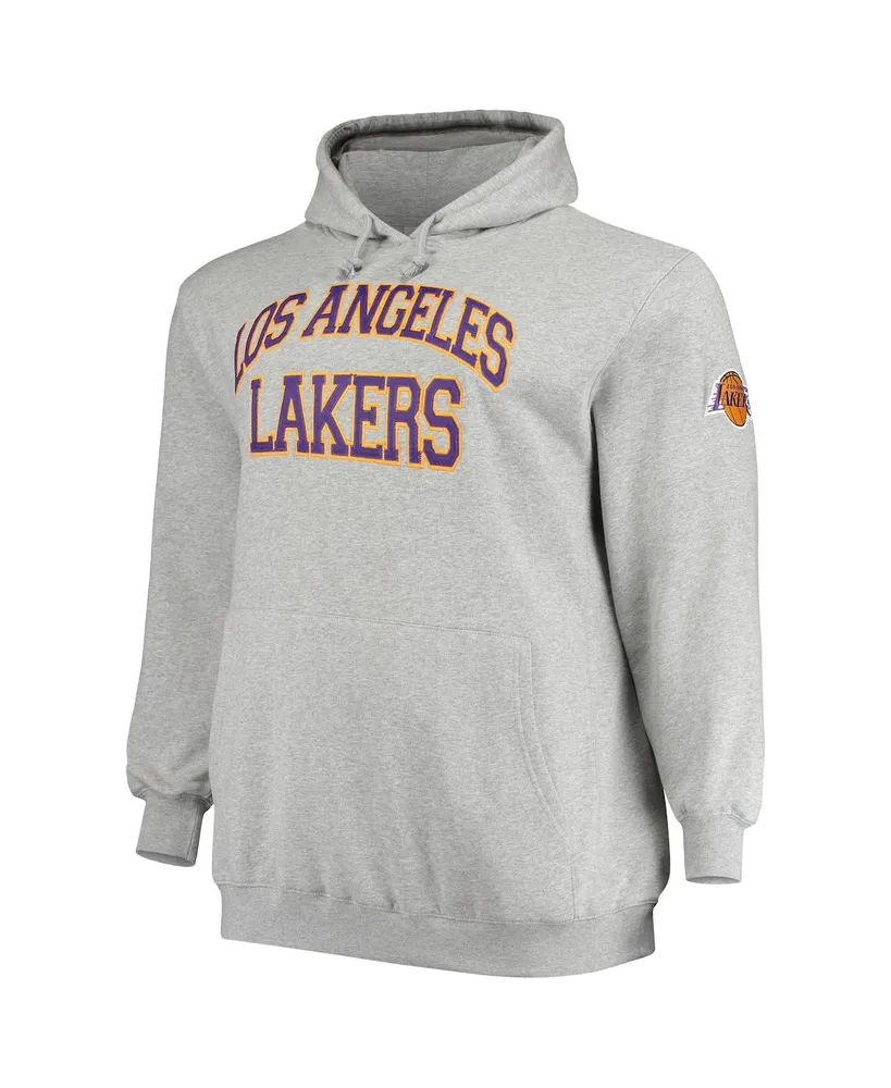 Men's Mitchell & Ness Magic Johnson Heather Gray Los Angeles Lakers Big and Tall Name Number Pullover Hoodie