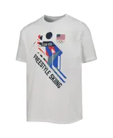 Big Boys White Team Usa Freestyle Skiing Scattered Swatch T-shirt