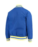 Men's Golden State Warriors Royal Mitchell & Ness Hardwood Classics 75th Anniversary Authentic Warmup Full-Snap Jacket