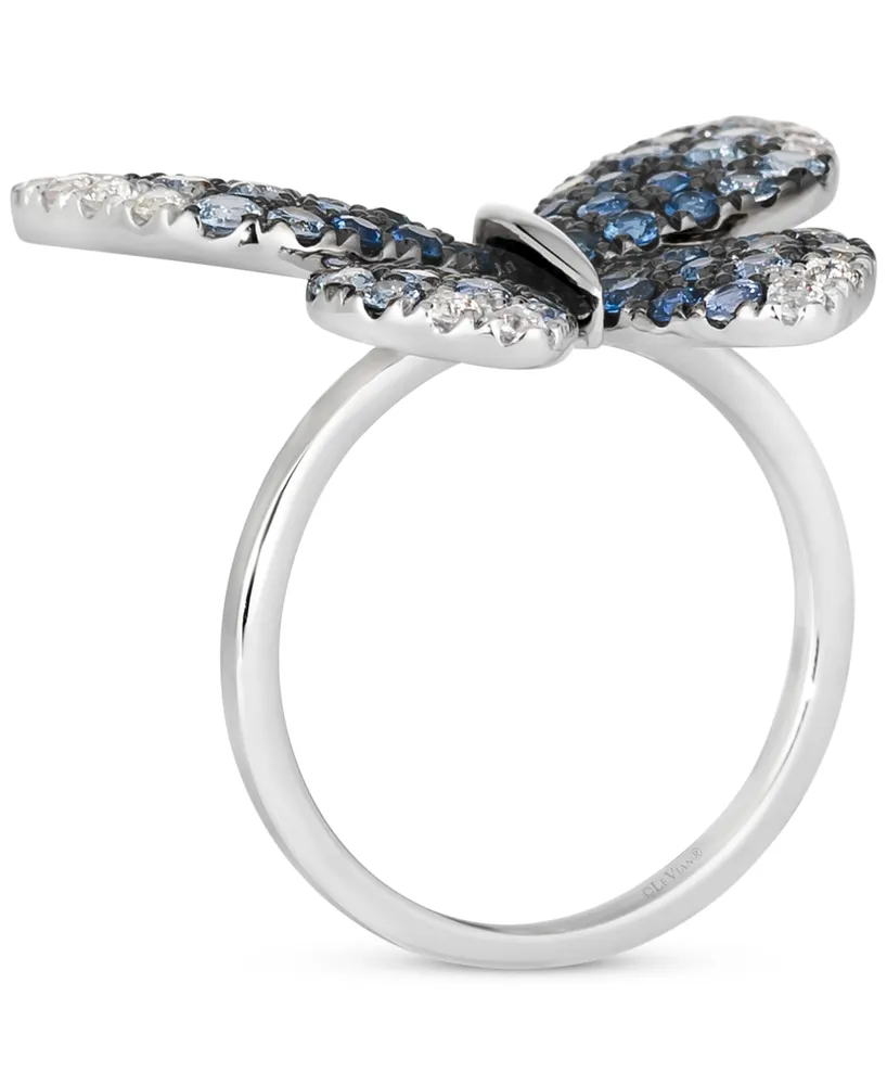 Le Vian Denim Ombre (1-3/4 ct. t.w.) & White Sapphire (1/3 ct. t.w.) Butterfly Ring in 14k White Gold
