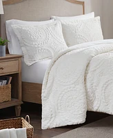 Madison Park Arya Embroidered Medallion Faux Fur 3-Pc. Duvet Cover Set