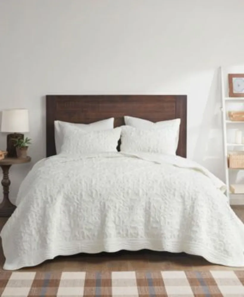 Madison Park Aster Embroidered Faux Fur Coverlet Sets