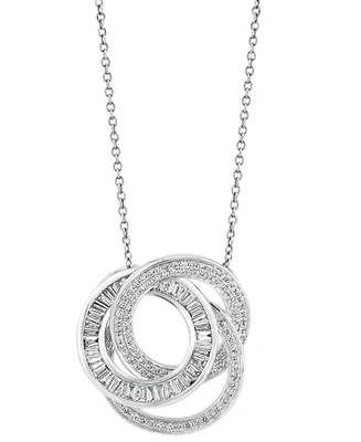 Effy Diamond Interlocking Triple Circle 18" Pendant Necklace (3/4 ct. t.w.) in 14k White Gold