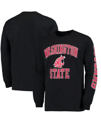 Men's Black Washington State Cougars Distressed Arch Over Logo Long Sleeve Hit T-shirt