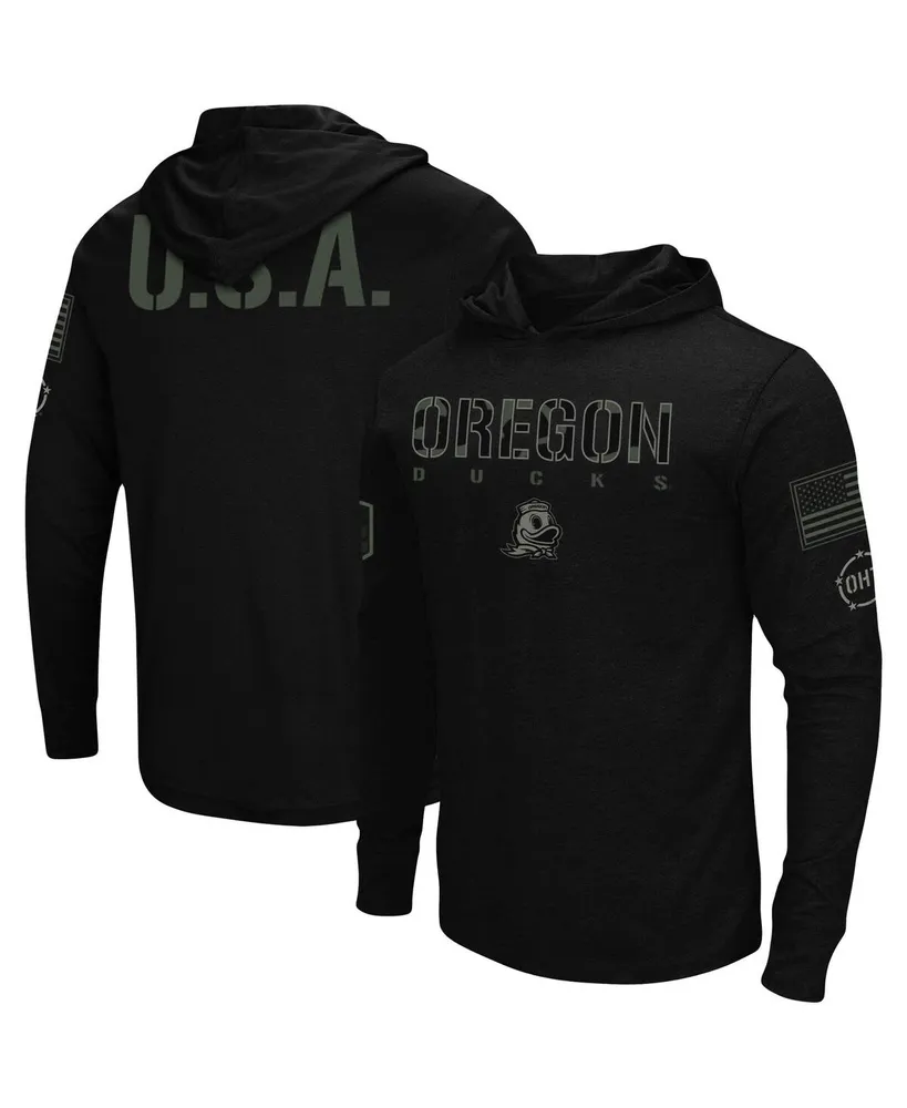 Men's Black Oregon Ducks Oht Military-Inspired Appreciation Hoodie Long Sleeve T-shirt