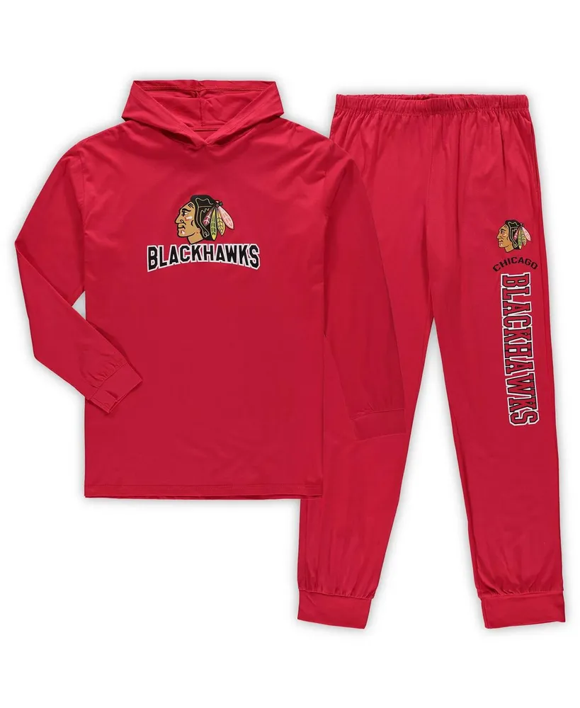 Men's Red Chicago Blackhawks Big and Tall Pullover Hoodie Joggers Sleep Set
