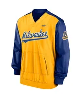 Men's Royal, Gold Milwaukee Brewers Cooperstown Collection V-Neck Pullover