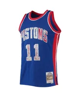 Men's Isiah Thomas Blue Detroit Pistons 1988-89 Hardwood Classics 75th Anniversary Diamond Swingman Jersey