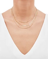 Triple Layered Chain Necklace in 10k Gold, 17" + 2" extender