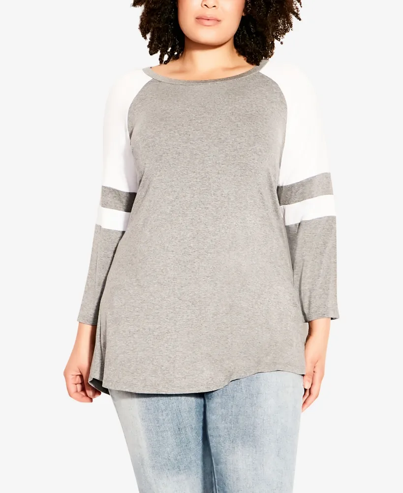 Avenue Plus Size Splice Sleeve Color Top