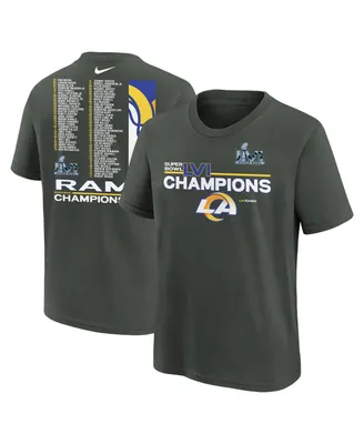 Big Boys Nike Anthracite Los Angeles Rams Super Bowl Lvi Champions Roster T-shirt