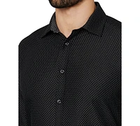 Men's Regular Fit Dot Print Wrinkle Free Performance Dress Shirt