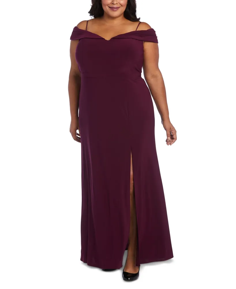 Morgan & Company Trendy Plus Off-The-Shoulder Gown