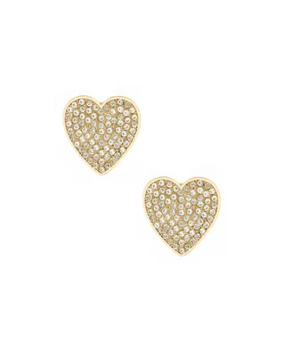 Ettika 18K Gold Plated Pave Crystal Heart Large Stud Earrings - Gold
