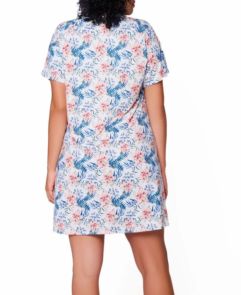 Danielle Plus Ultra Soft Floral Short Sleeve Lounge Dress