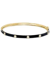 Effy Diamond & Black Enamel Bangle Bracelet (1/4 ct. t.w.) in 14k Gold